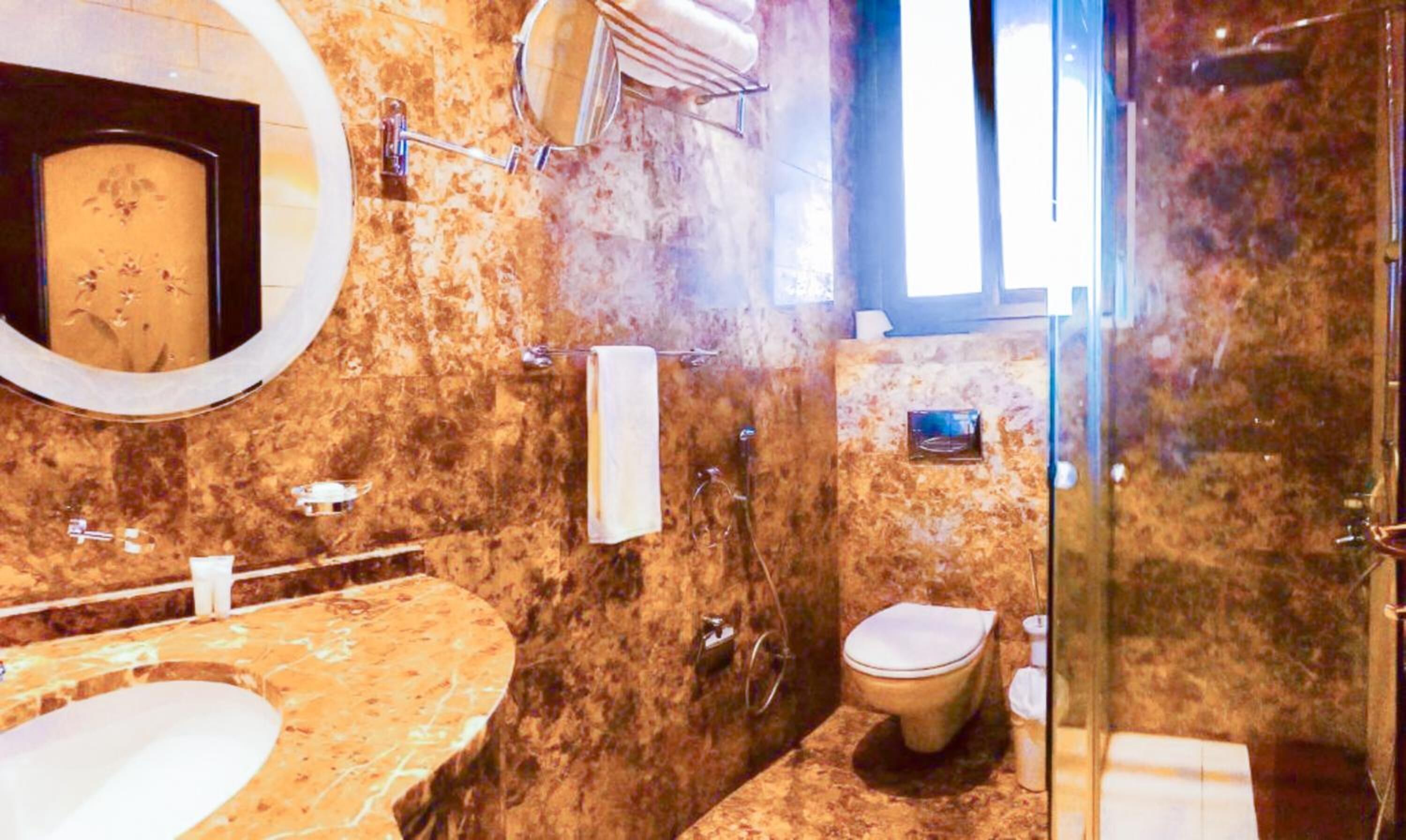 shower, free toiletries, hair dryer, dressing gowns