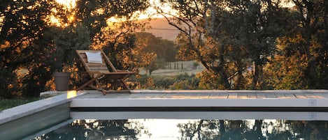 Outdoor pool, sun loungers