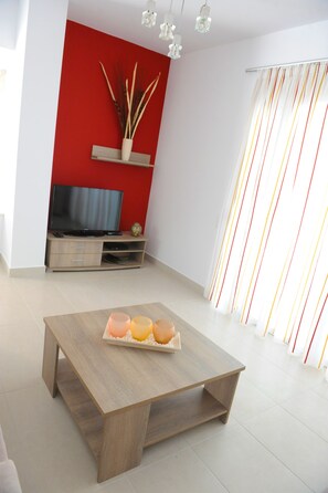 Villa, 3 Bedrooms, Private Pool, Sea View | Living room | 42-inch flat-screen TV with satellite channels, LED TV, DVD player