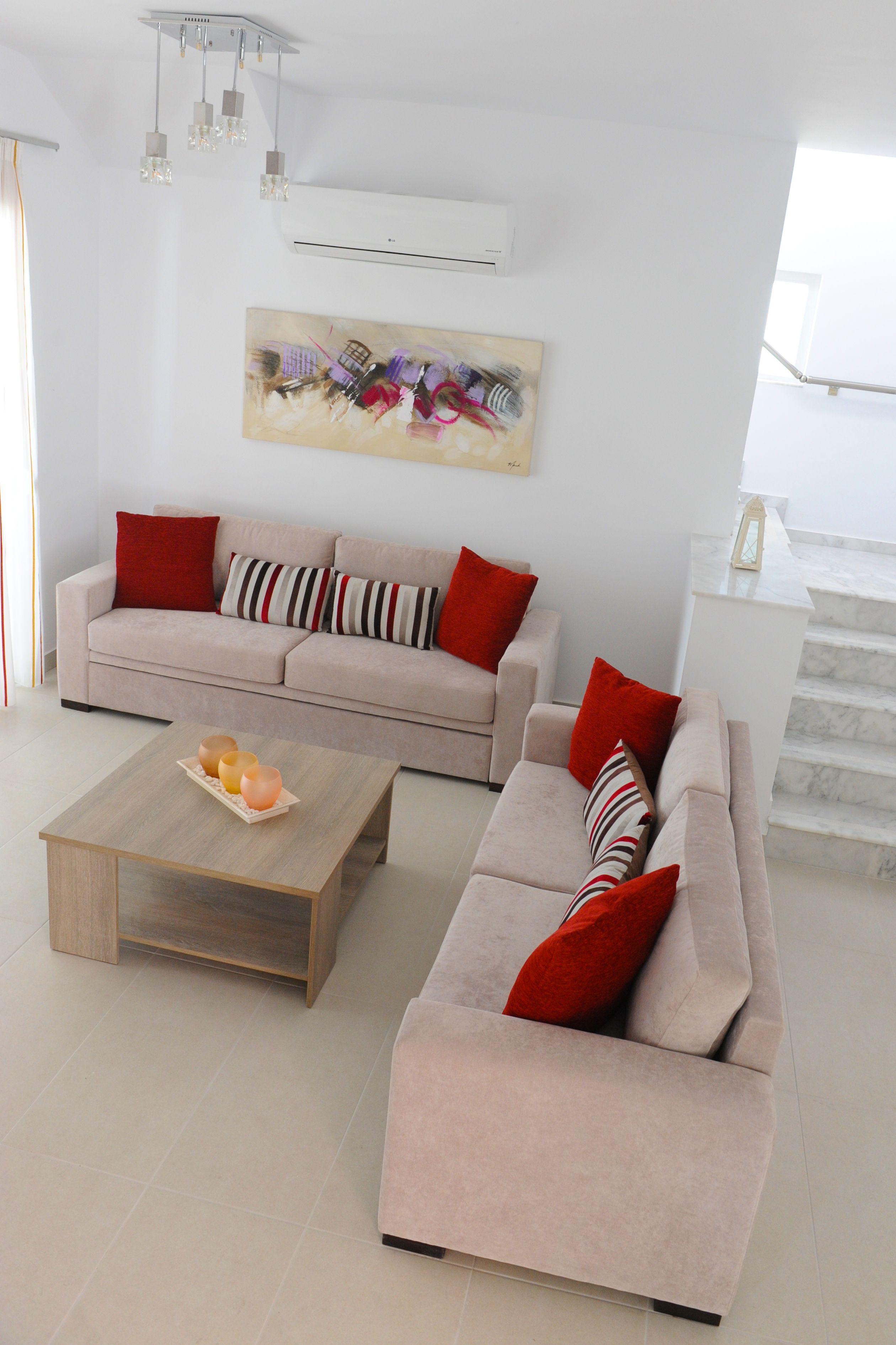 Villa, 3 Bedrooms, Private Pool, Sea View | Living room | 42-inch flat-screen TV with satellite channels, LED TV, DVD player