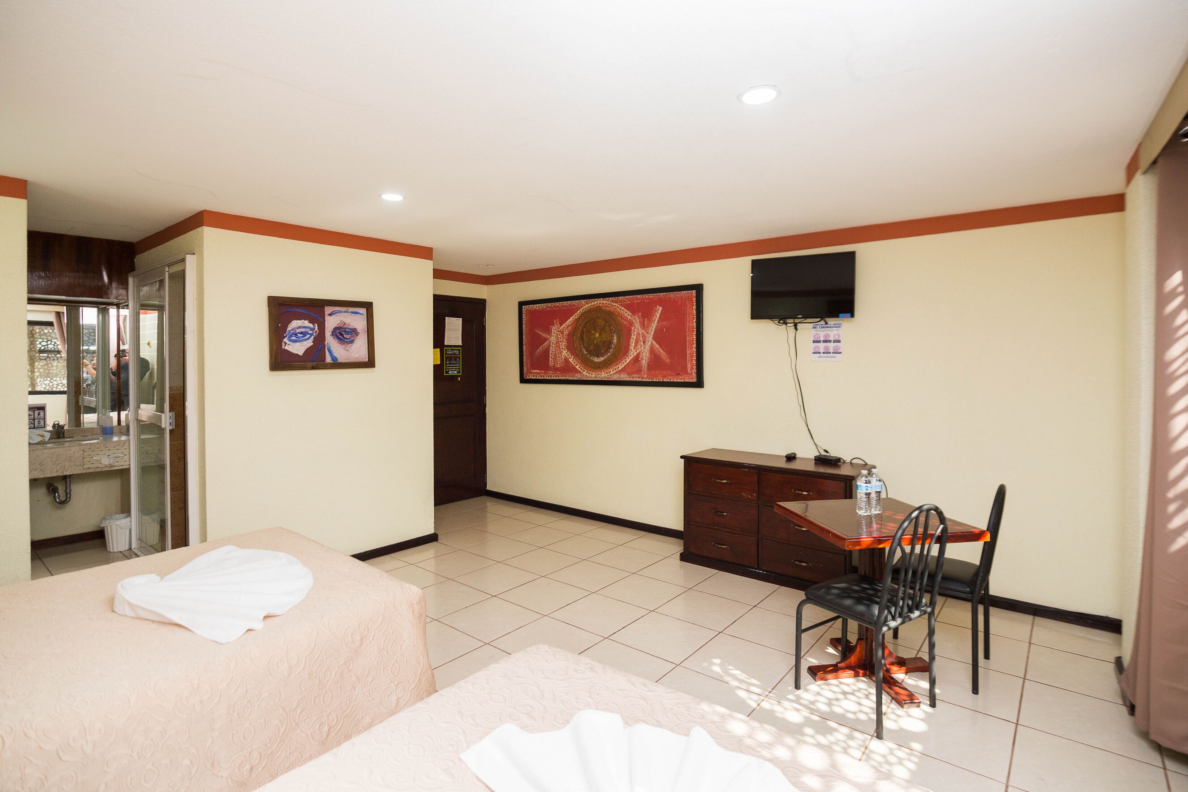 basic room, 2 double beds | desk, iron/ironing board, free wifi