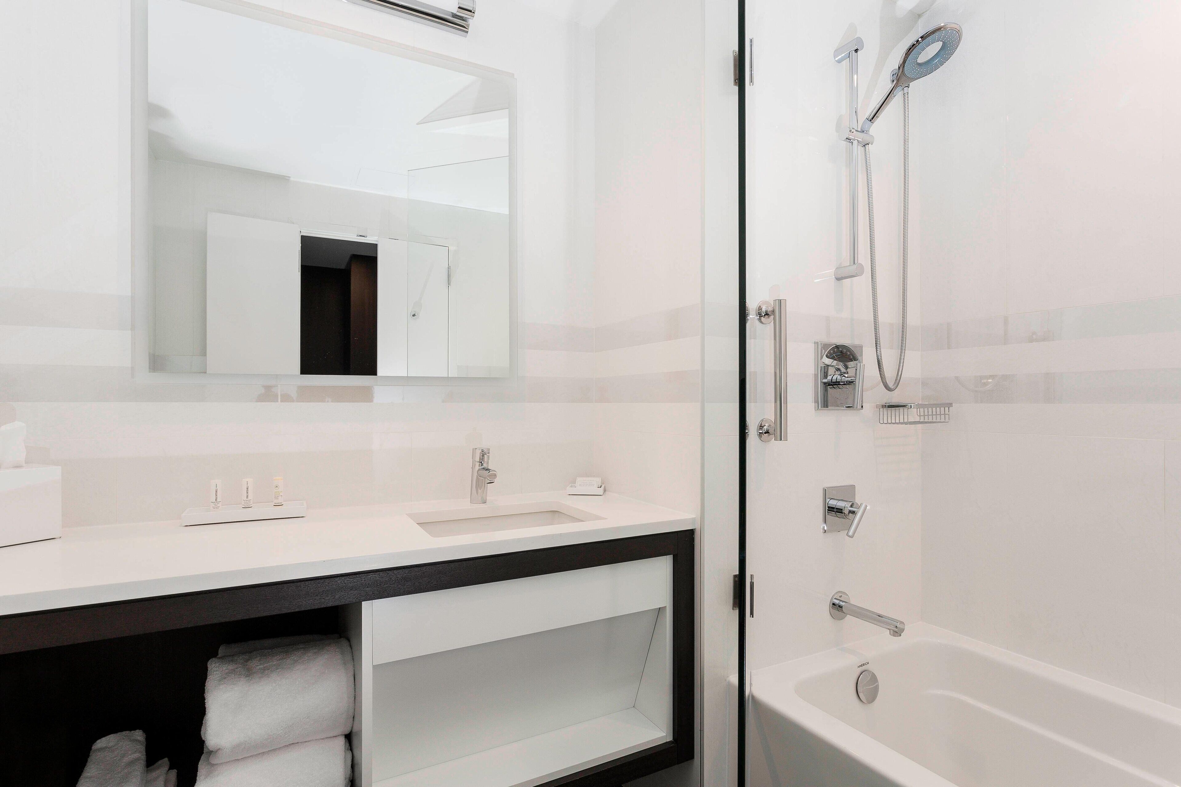 free toiletries, hair dryer, towels