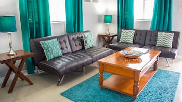 Superior Villa, 2 Bedrooms, Kitchen, Mountain View | Living area | 50-inch flat-screen TV with cable channels, TV, DVD player