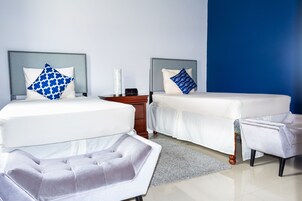 Villa de lujo, 2 habitaciones, vistas al patio, en la zona del patio | 2 dormitorios, sábanas de algodón egipcio, ropa de cama de alta calidad