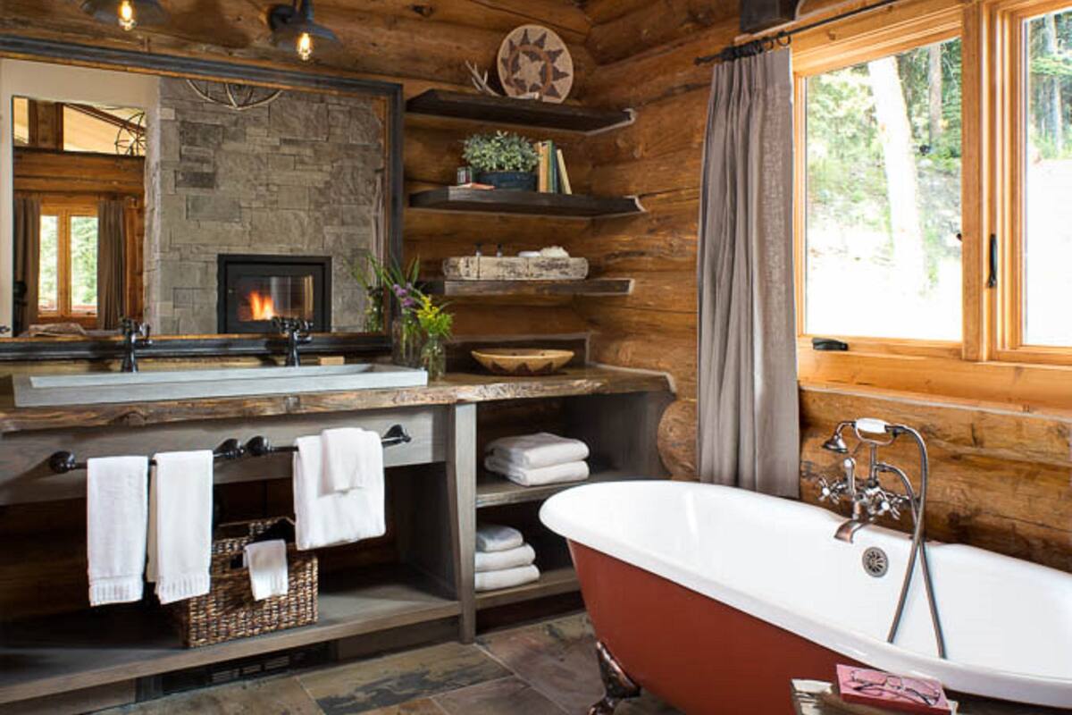 cabin, multiple beds (larkspur) | bathroom | free toiletries, hair dryer, bathrobes, slippers