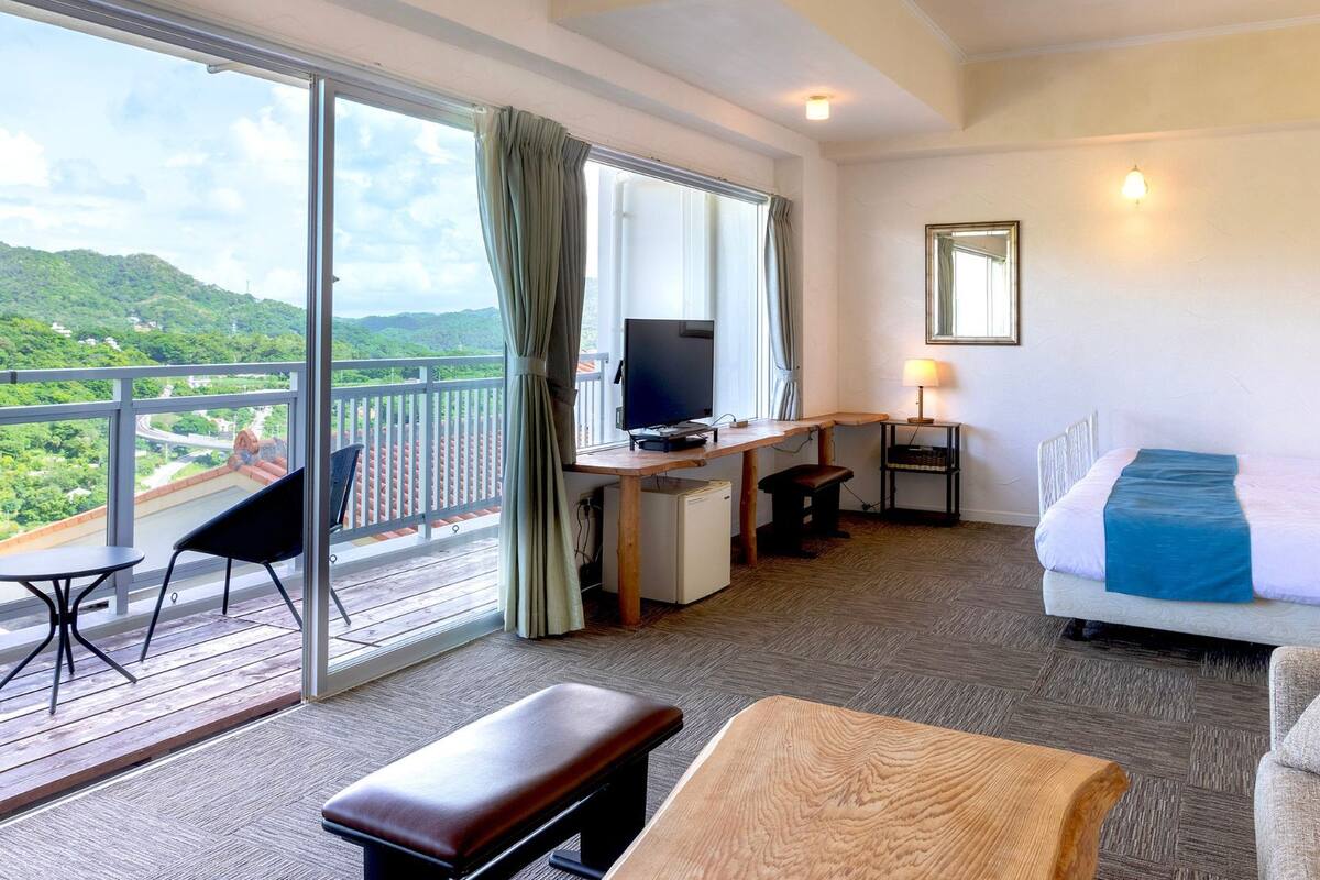 deluxe twin room, mountain view | individually decorated, desk, laptop workspace, blackout curtains