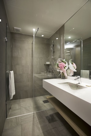 Secadora de cabello, batas, pantuflas, bidet