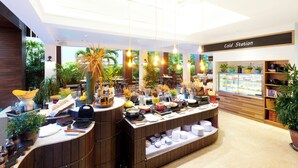 A buffet setup with various food items, a coffee station, and a 'Cold Station' sign. - Loligo Resort Hua Hin (Hua Hin)
