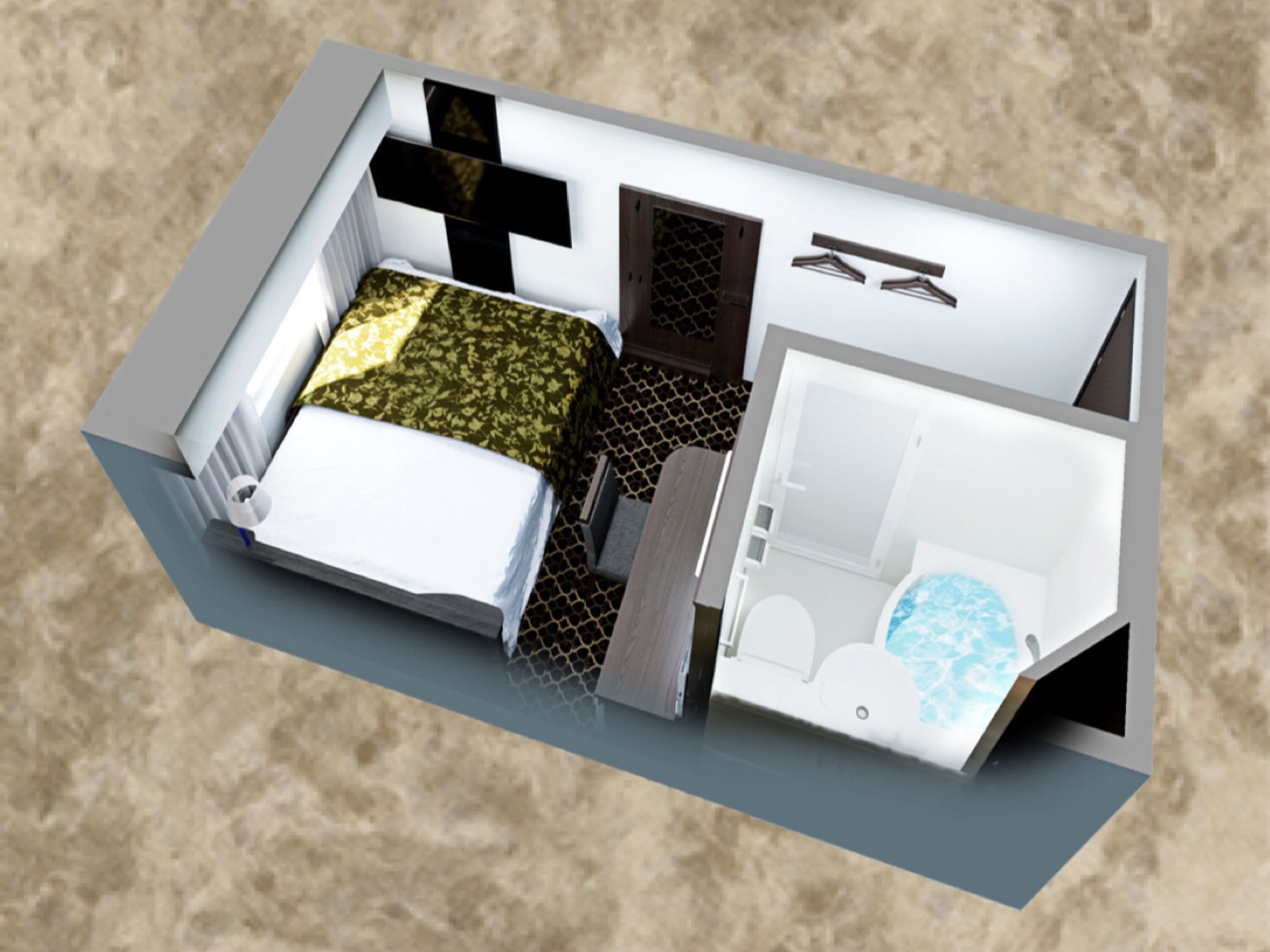 1 bedroom, down duvets, desk, laptop workspace