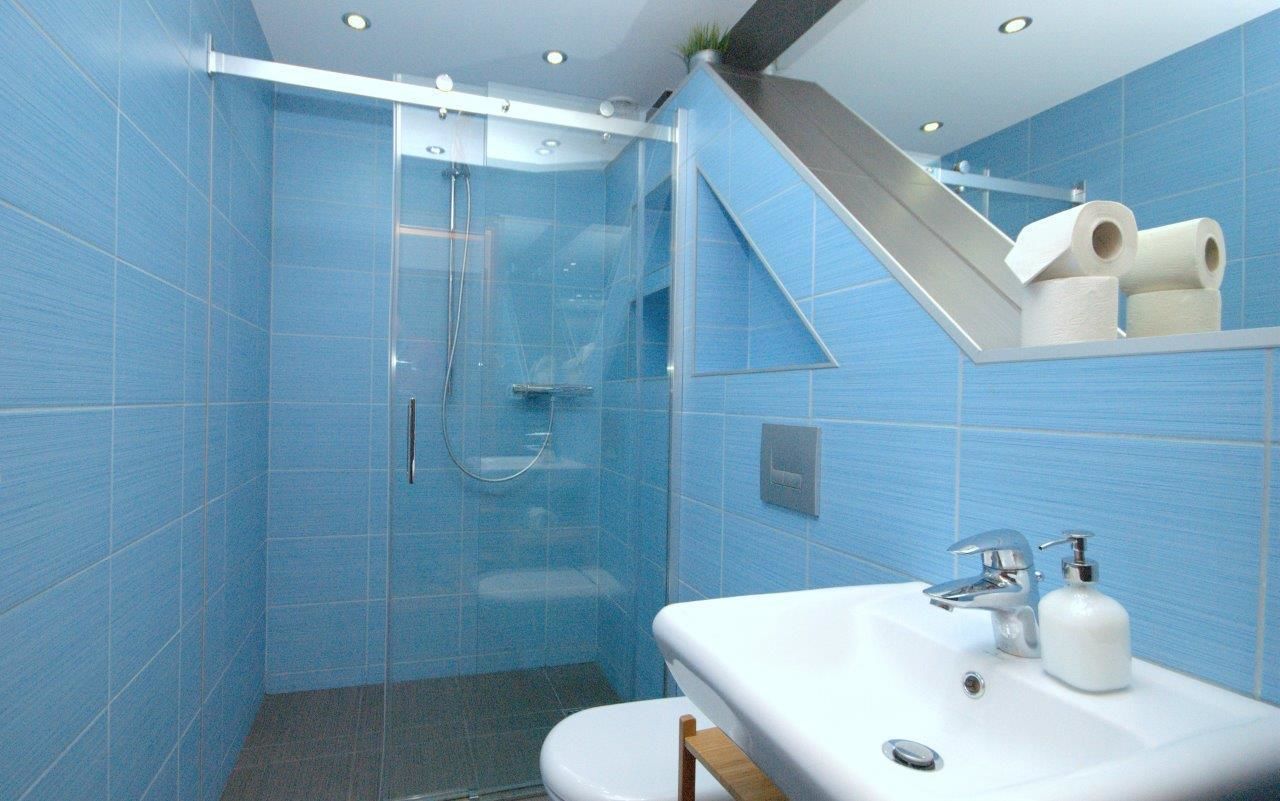 apartment, 1 bedroom, terrace (moraine hill) | bathroom | shower, hair dryer, towels