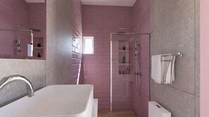 Studio – deluxe, eget bad (Orchid Flat) | Bad | Toalettartikler (inkludert), hårføner, badekåper og tøfler