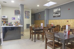 Fridge, microwave, cookware/dishes/utensils