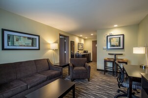 Premium bedding, pillowtop beds, desk, laptop workspace