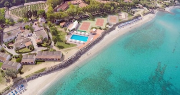 Private beach, sun loungers, beach umbrellas, beach volleyball