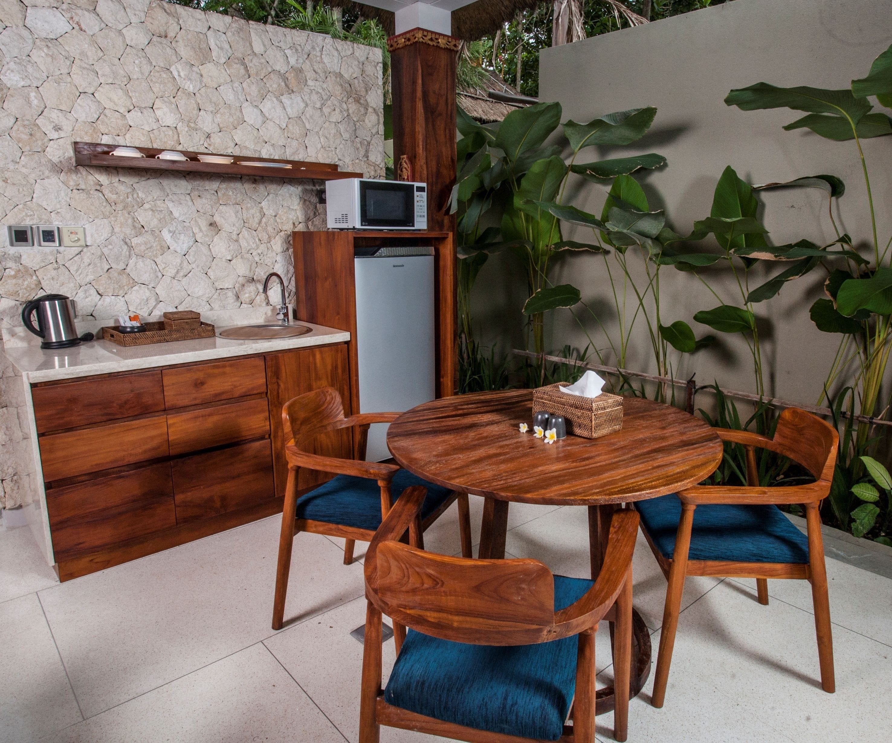 three bedroom pool villa | living area | led tv