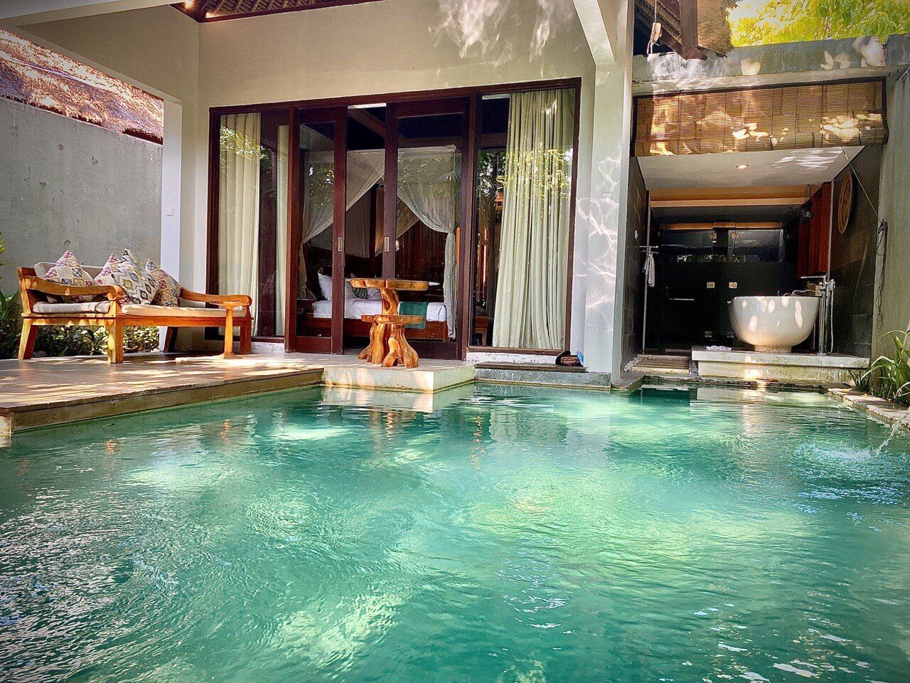 premier villa, 1 king bed, private pool, garden area | private pool