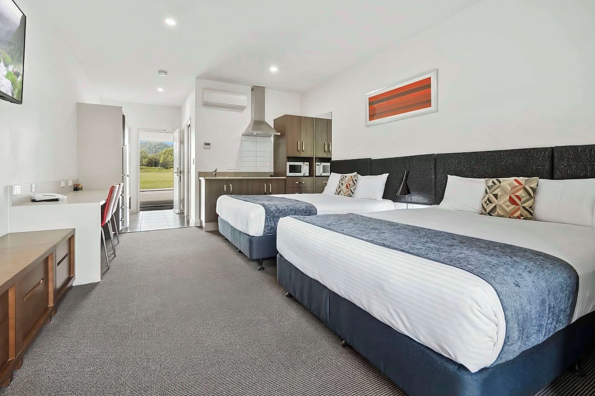 Room, 2 Queen Beds, Non Smoking (Efficiency) | Desk, soundproofing, iron/ironing board, cribs/infant beds