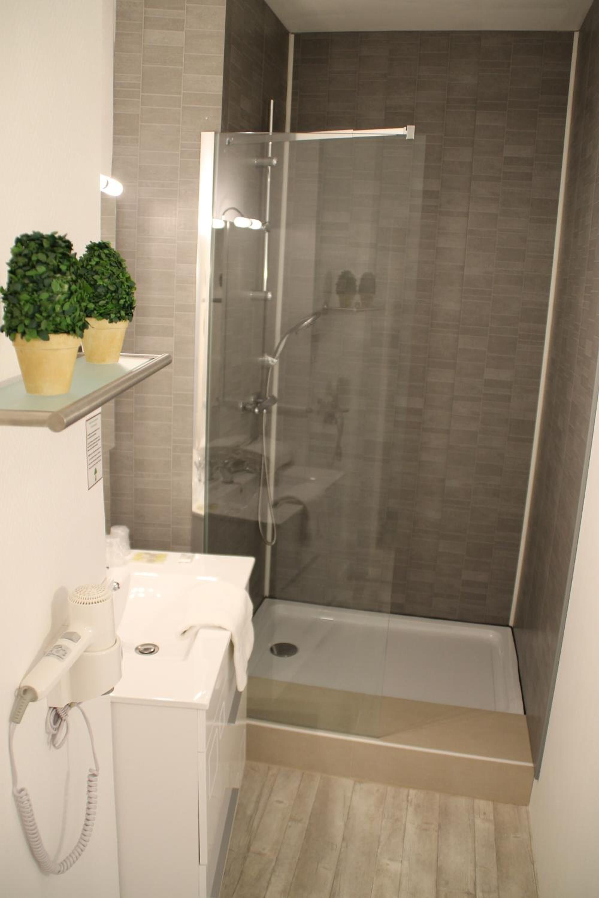 free toiletries, hair dryer, towels