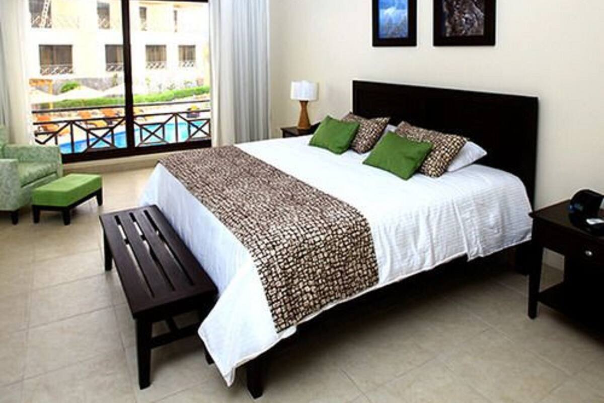 Habitación estándar, 1 cama King size, vista a la piscina | Peralatan tempat tidur premium, tilam berlapik, meja 