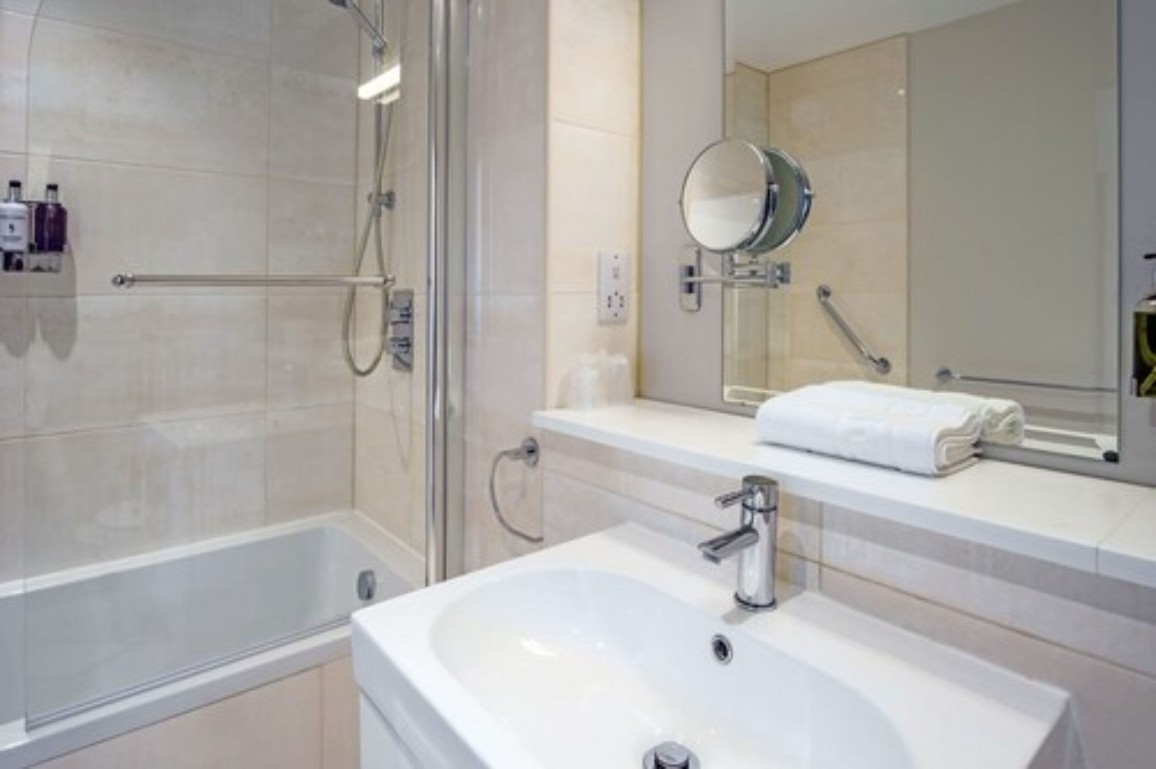 standard double or twin room, golf view | bathroom | designer toiletries, hair dryer, towels, soap