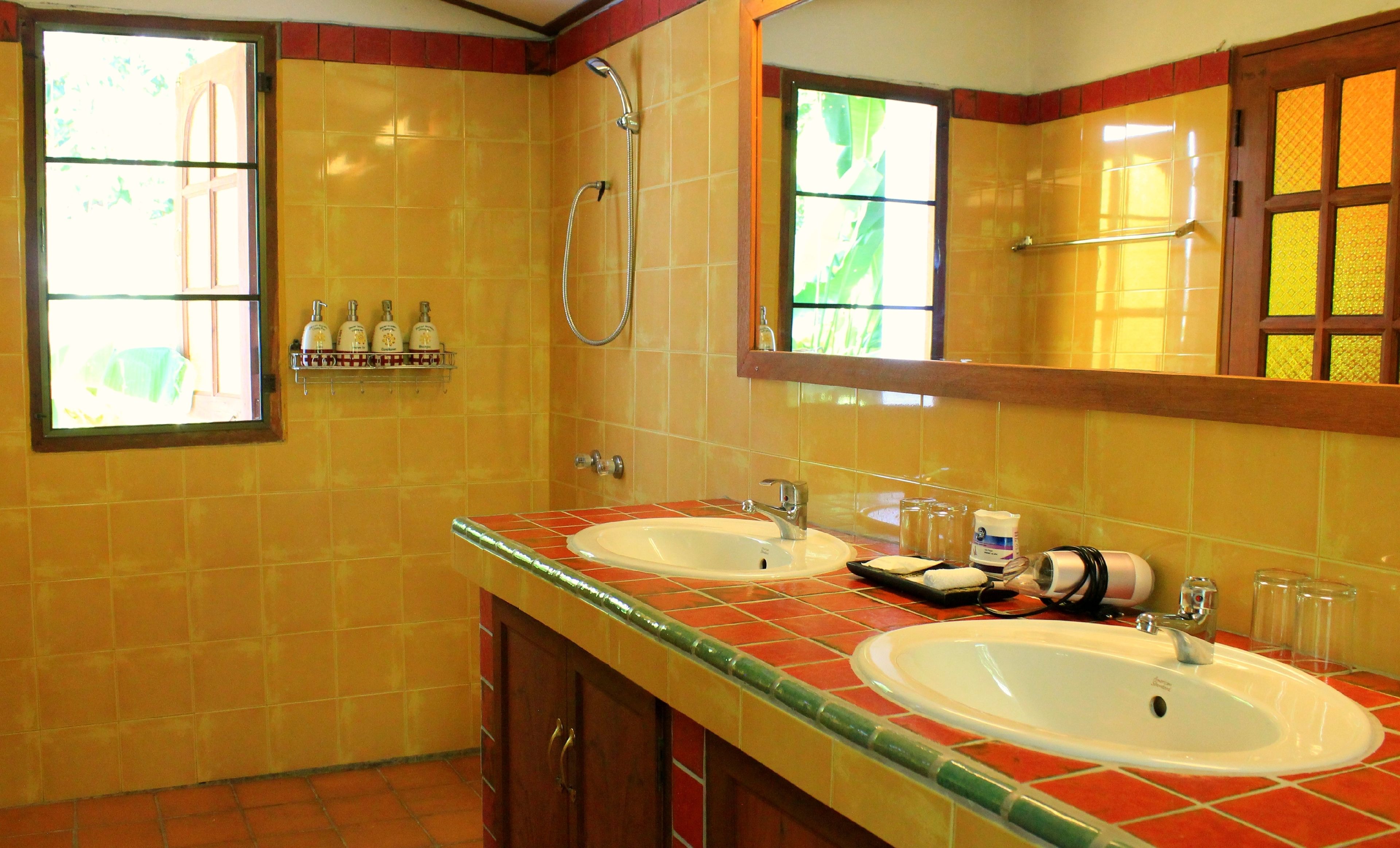 free toiletries, hair dryer, slippers, towels