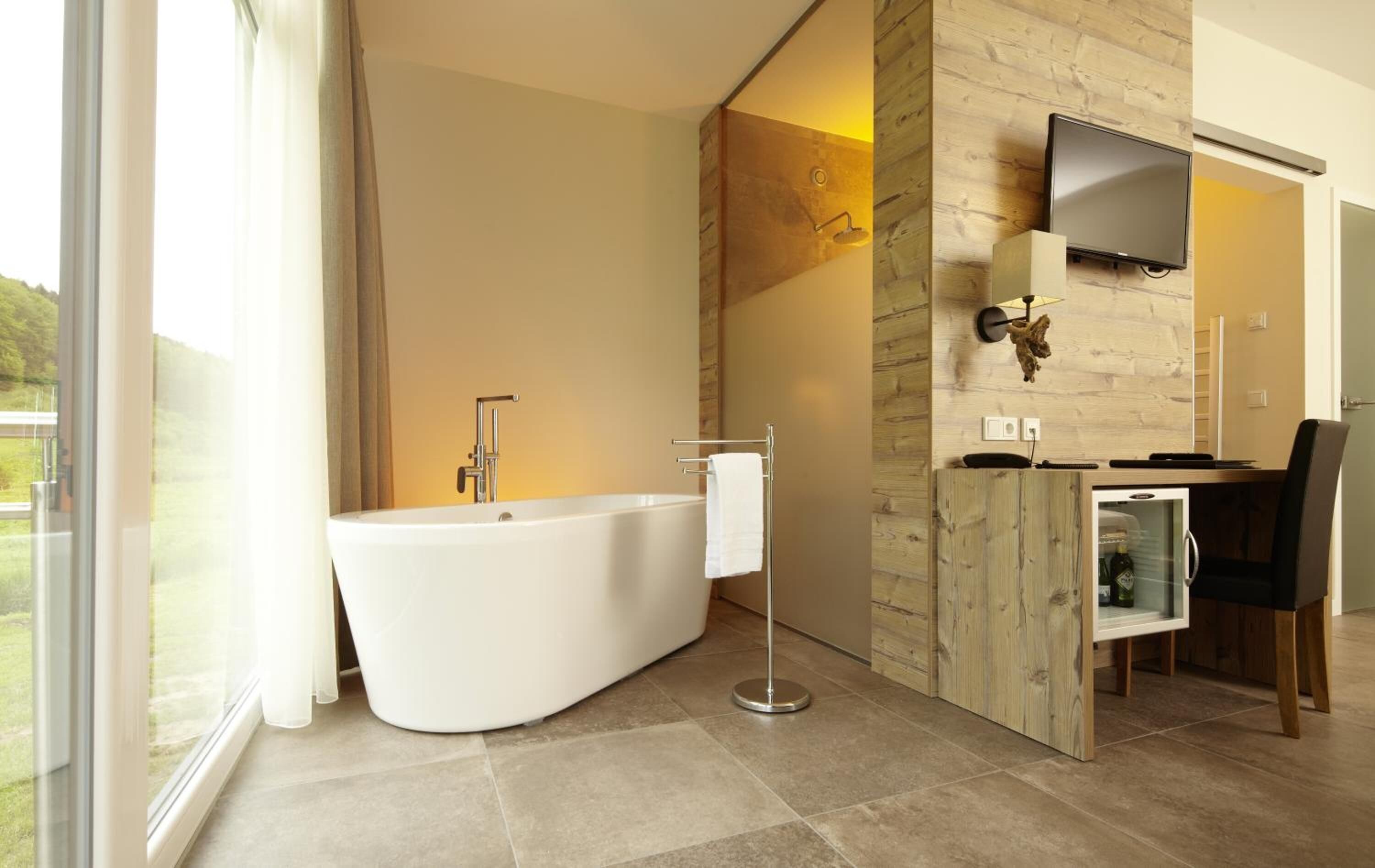 eco-friendly toiletries, hair dryer, bathrobes, slippers