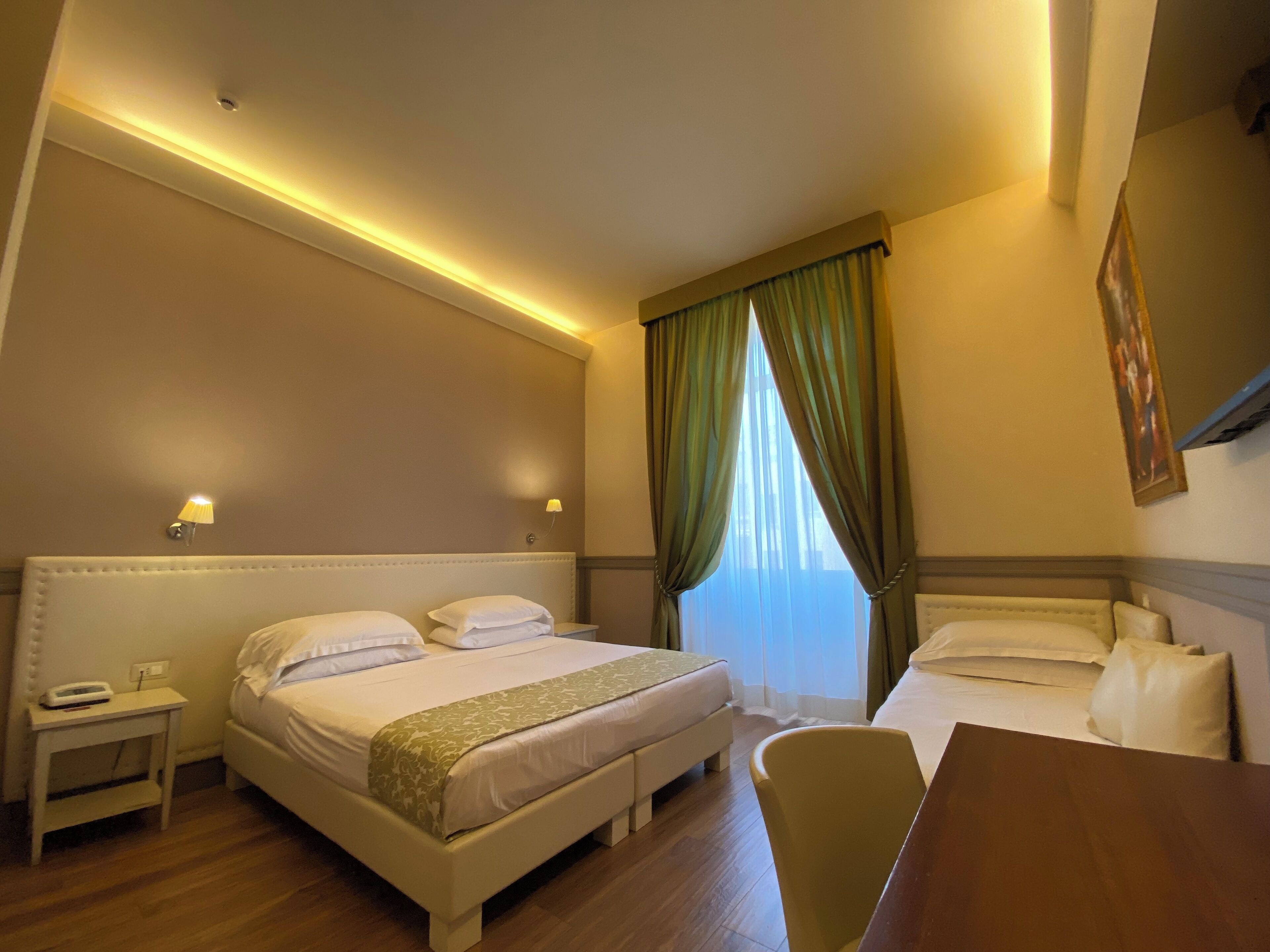 1 bedroom, desk, laptop workspace, blackout curtains