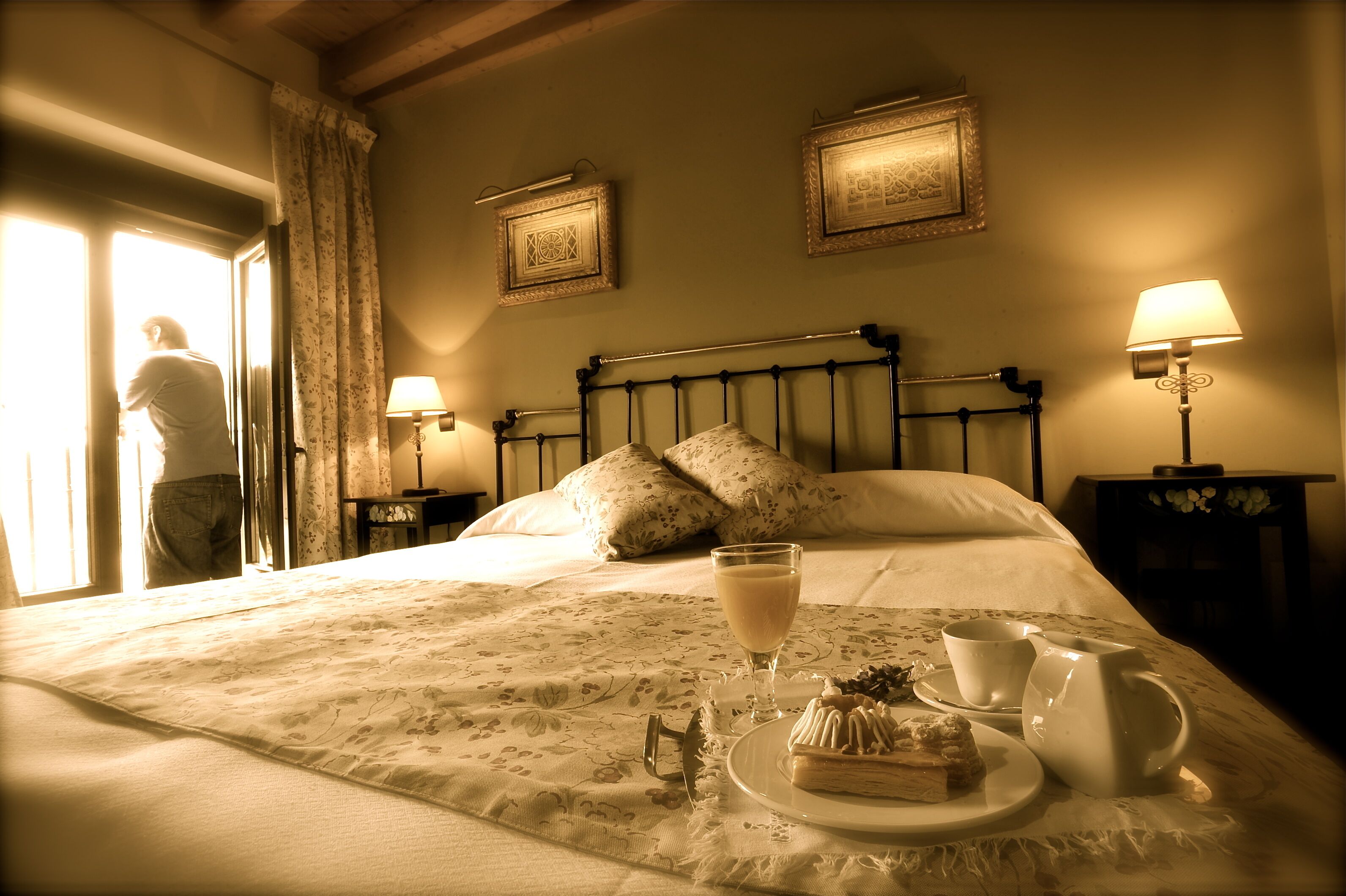 Premium bedding, desk, blackout curtains, soundproofing