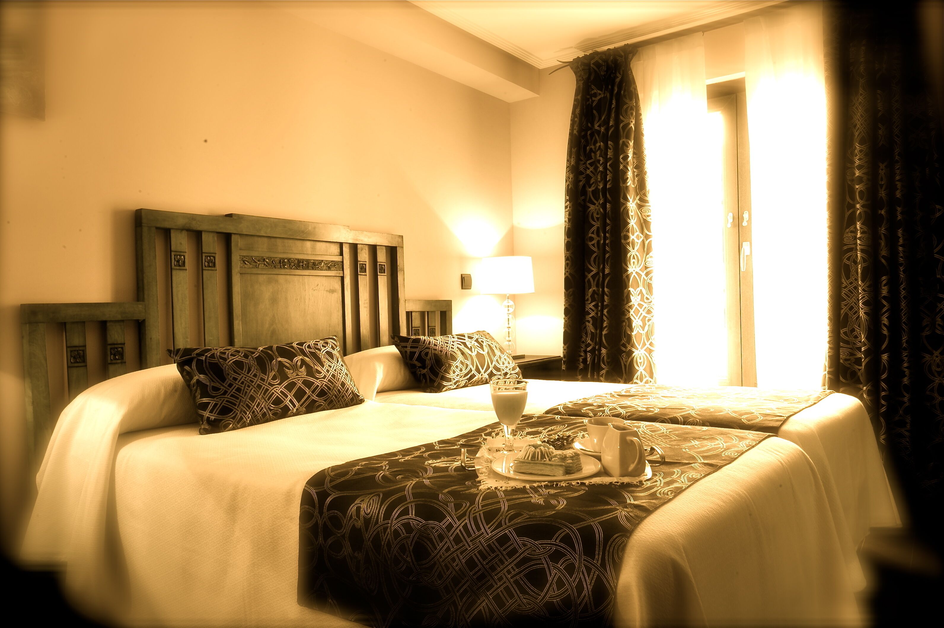 premium bedding, desk, blackout curtains, soundproofing