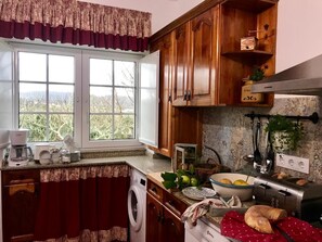Family House, Multiple Bedrooms, Kitchen, Garden Area | Private kitchen | Stovetop, cookware/dishes/utensils - Turismo Rural - O Xastre de Anos (Cabana de Bergantinos)