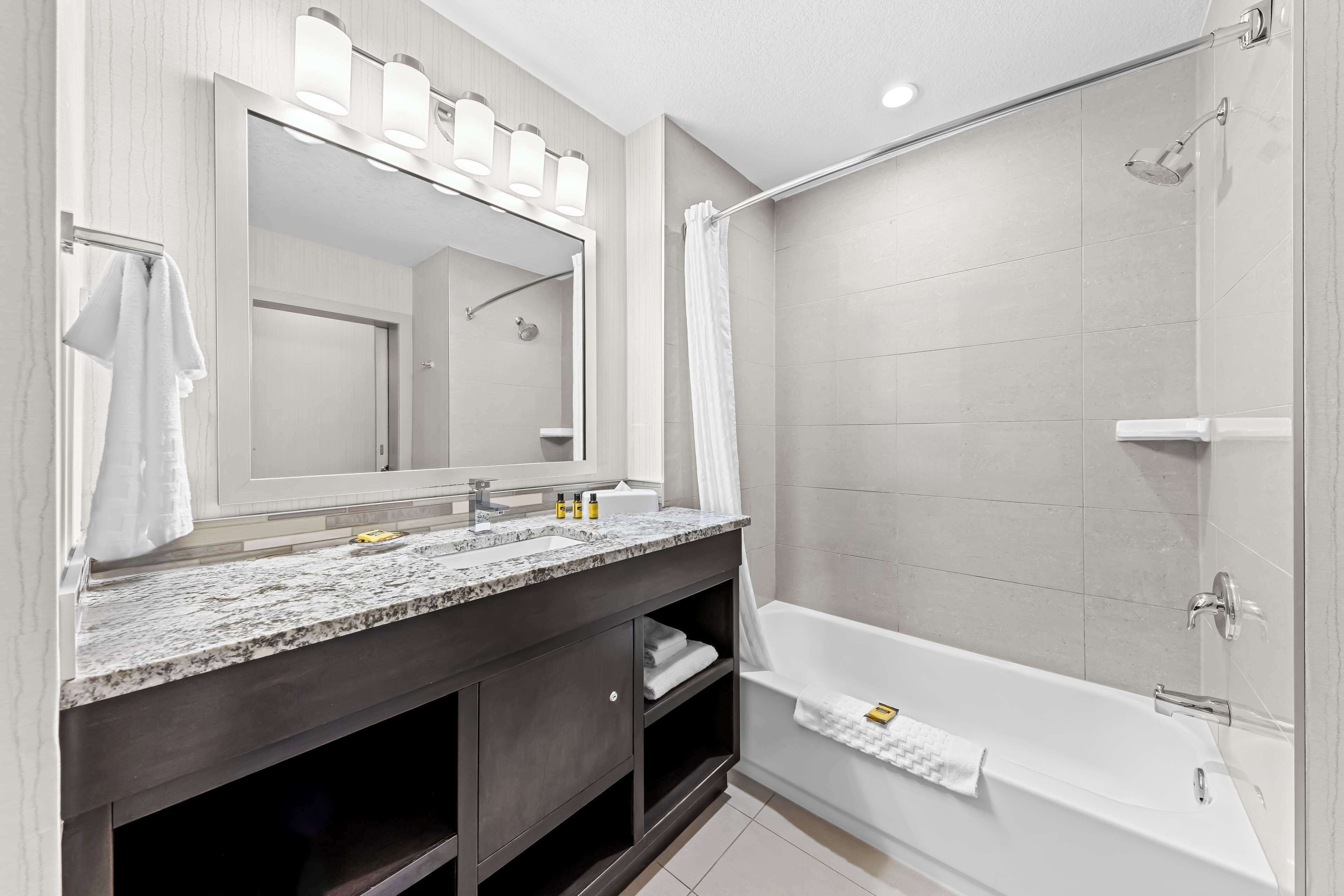 suite, 1 king bed, non smoking, kitchen (with single sofabed) | bathroom | combined shower/bathtub, free toiletries, hair dryer, towels