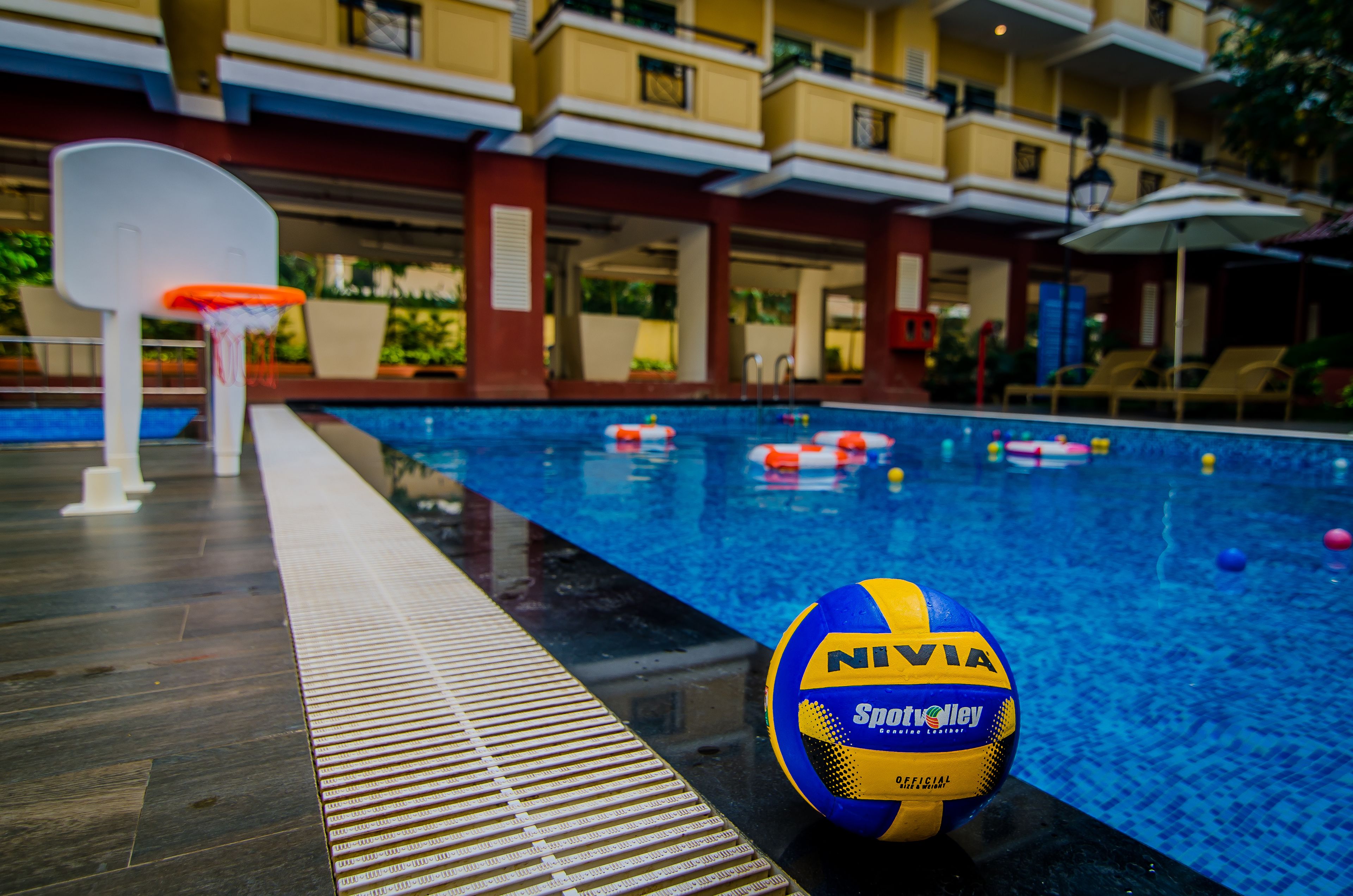 indoor pool, 2 outdoor pools, pool umbrellas, pool loungers