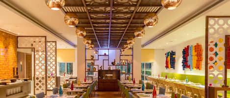 Breakfast, lunch, dinner served; international cuisine, pool views