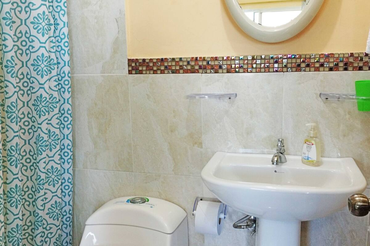 standard double room, 1 queen bed, terrace, ocean view | bathroom | shower, free toiletries, hair dryer, towels