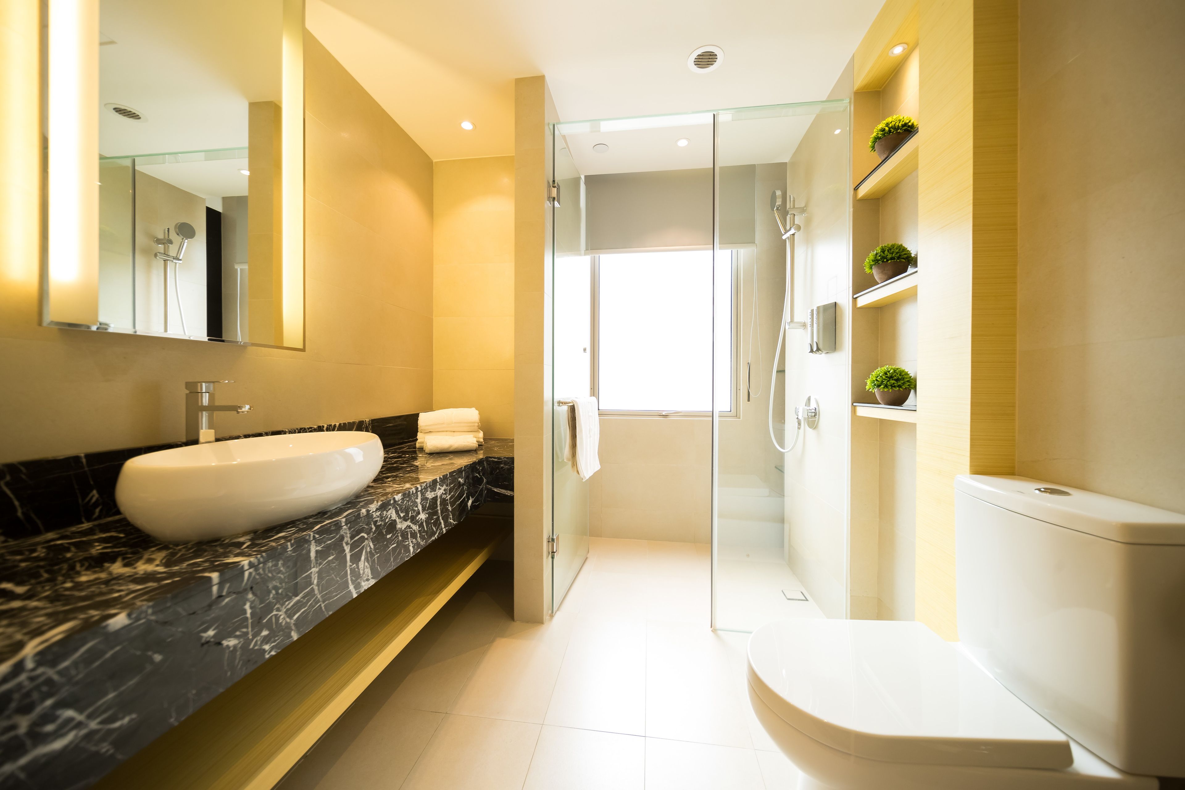 shower, free toiletries, hair dryer, slippers