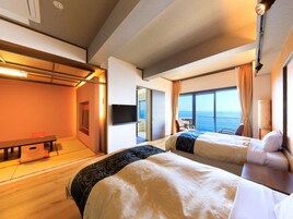 Quarto duplo luxo (Japanese-Western Style, Open-air Bath) | Cofres nos quartos, Wi-Fi de cortesia