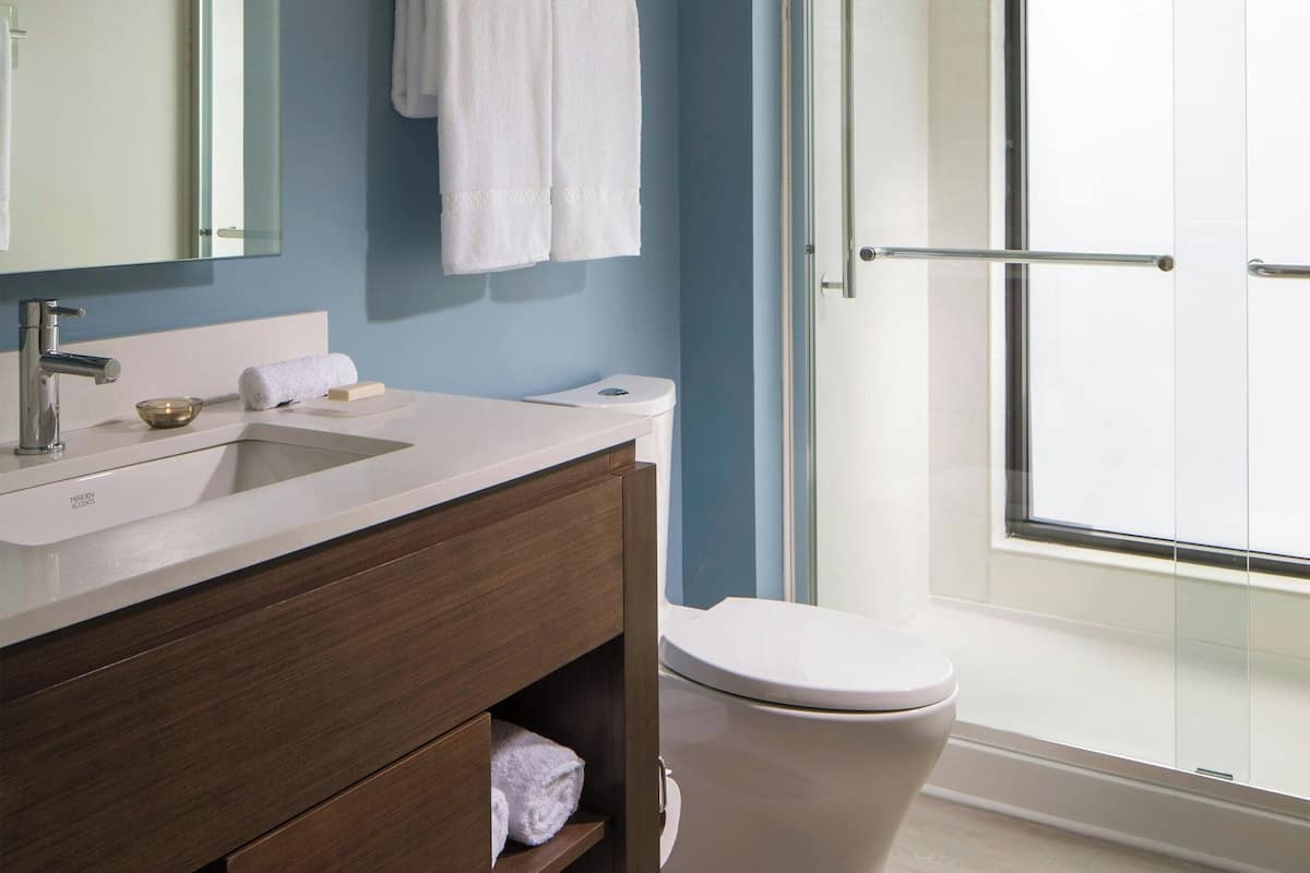 free toiletries, hair dryer, towels