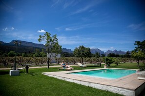 Outdoor pool, pool umbrellas, pool loungers - 1692 De Kleijne Bos Country House (Paarl)