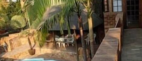 Outdoor pool, pool loungers
