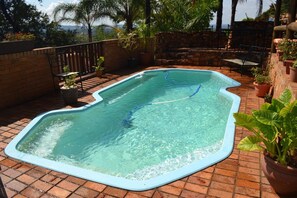 Outdoor pool, pool loungers