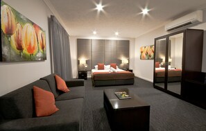 Premium bedding, desk, blackout drapes, iron/ironing board