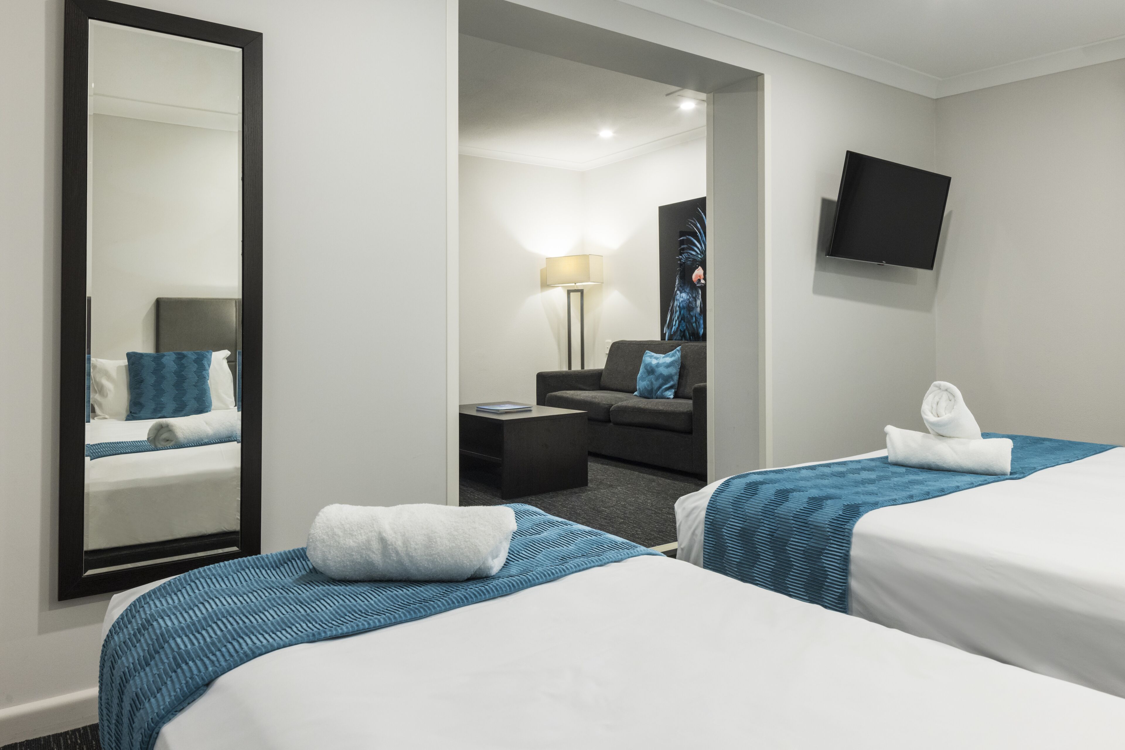 deluxe studio suite, 1 king bed with sofa bed | premium bedding, down duvets, desk, blackout curtains