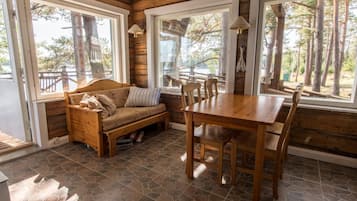 LCD TV, fireplace, DVD player, ping pong