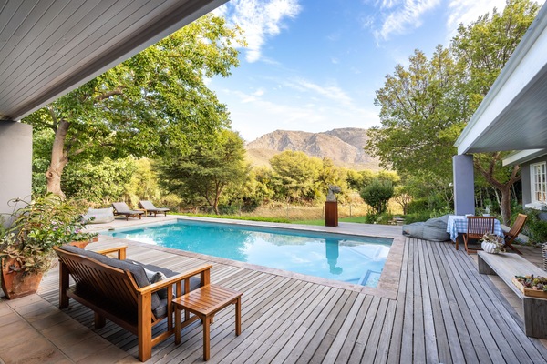 Outdoor pool, sun loungers