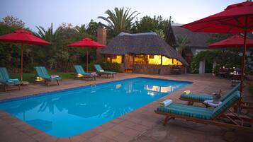 Outdoor pool, sun loungers