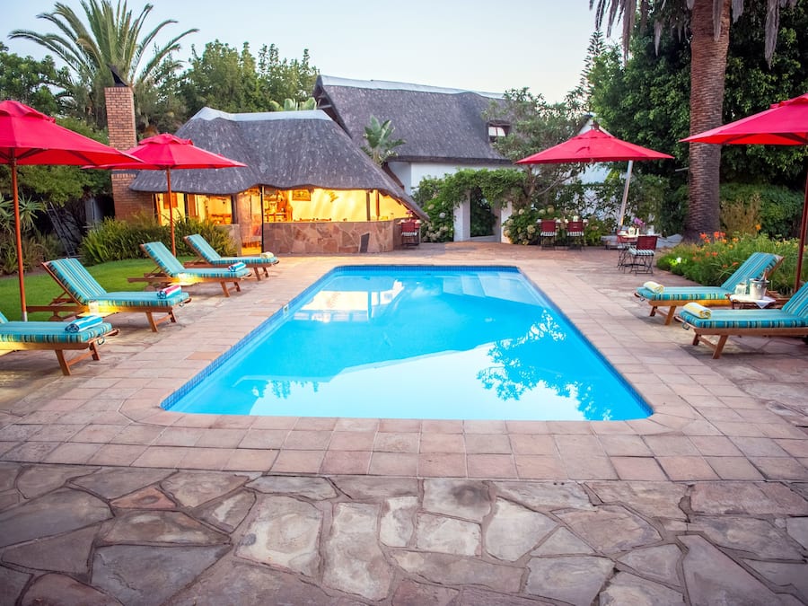 Outdoor pool, sun loungers