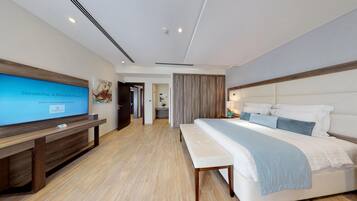 Villa, 2 chambres, piscine privée, vue mer | Literie de qualité supérieure, coffres-forts dans les chambres, bureau