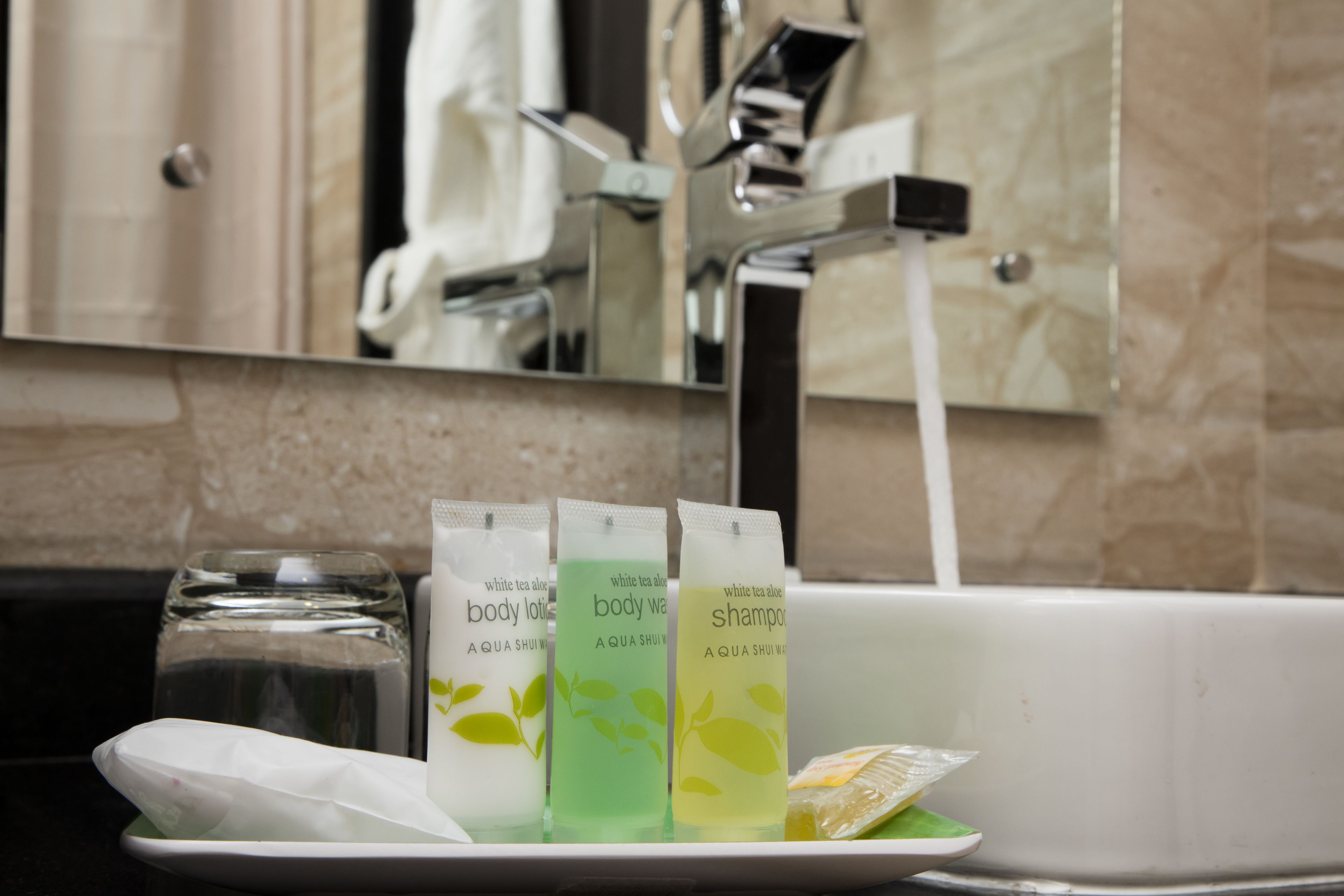 jetted bath, rainfall showerhead, free toiletries, hair dryer