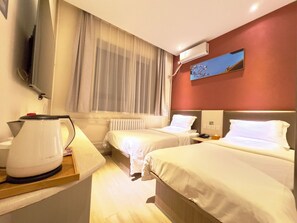 Blackout curtains, free WiFi, bed sheets