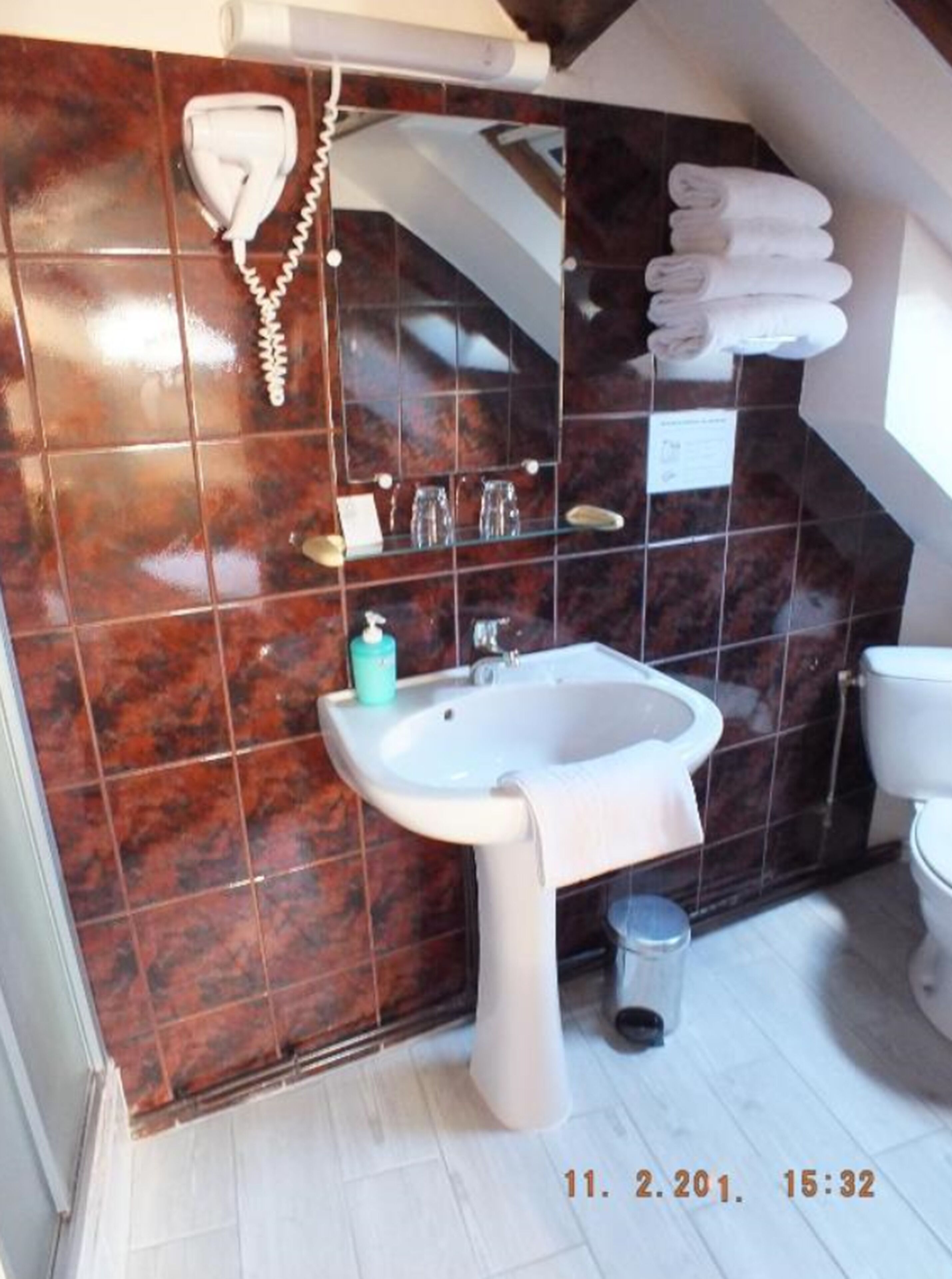 economy double room (no lift access) | bathroom | hair dryer, towels